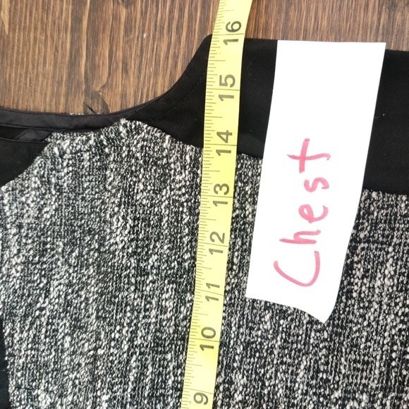 Eileen Fisher Color Block Neck Dress w/ Ponte & Tweedy Knitted Detail. Size XS - Picture 9 of 12